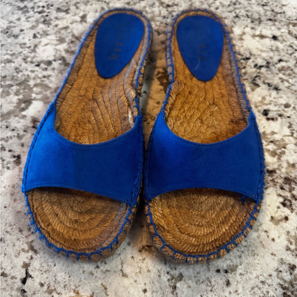 Ralph Lauren Blue Espadrille Slide Sandals